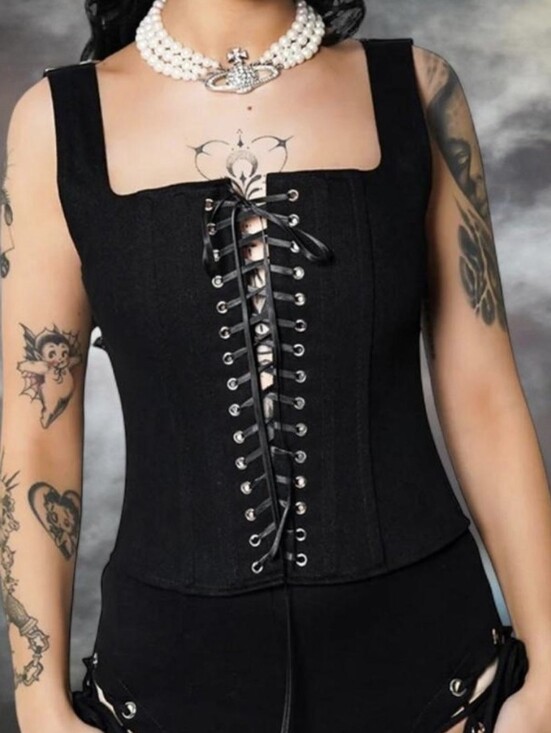 Forest Ink Tops - Forest Ink Black Dolly Corset XL Like New